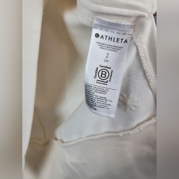 ATHLETA Retroterry V-Neck Sweatshirt Tee Sweater Vest Ivory Cream Size Sp - Picture 11 of 11